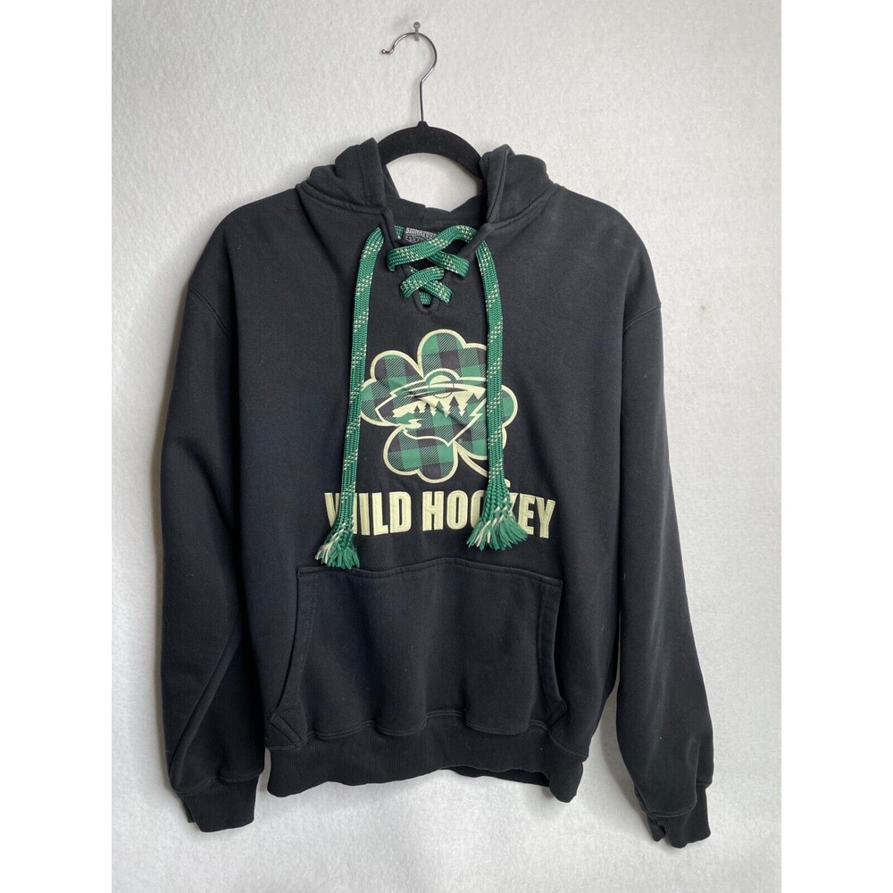 Minnesota Wild NHL Hockey St Patricks Day Irish Hoodie Mens Small Signature